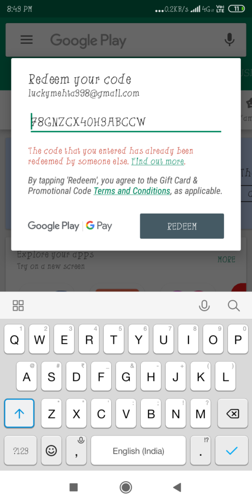 Redeem a Used Gift Card