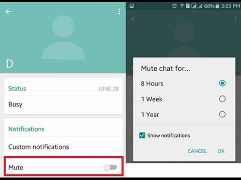 Mute notifications for contacts