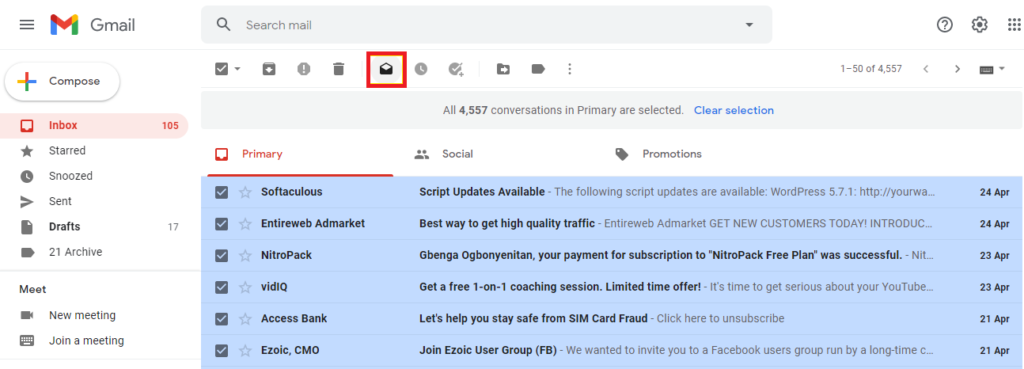 Gmail mark as read