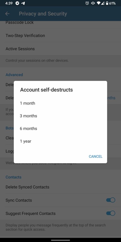 Self destruct account