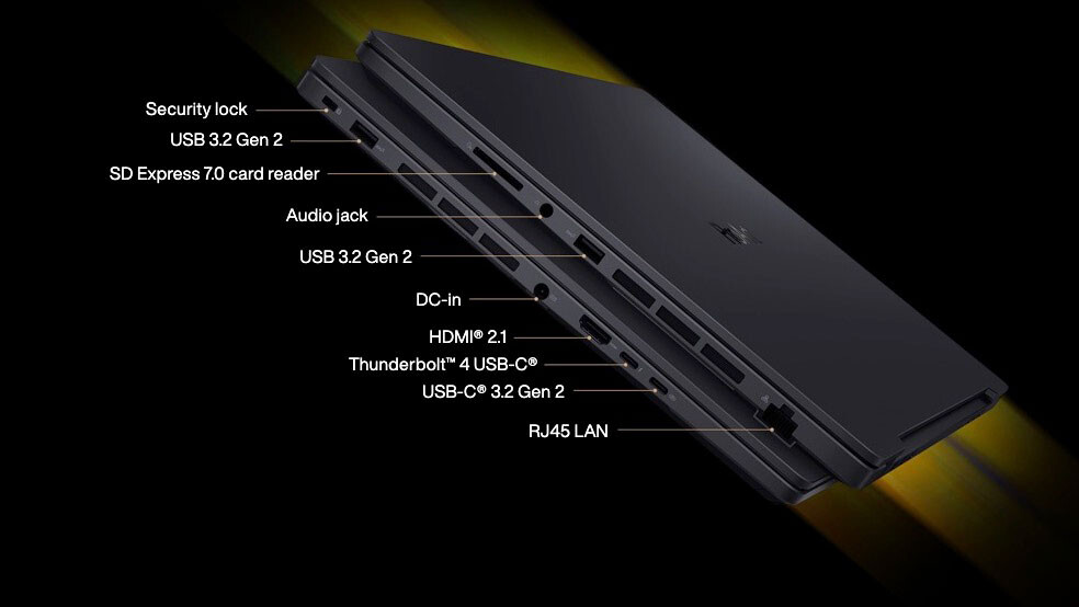 ASUS ProArt Studiobook Pro 16 OLED W7600 ports