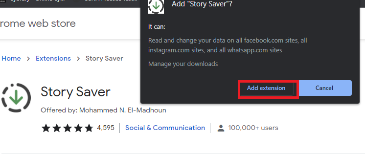 Story saver extension